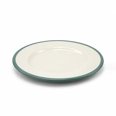 Elegant 20.3 cm melamine meat plate in green and cream, ideal for serving meat, grilled dishes, rice, and appetizers for stylish dining at Siddiq Gifts.