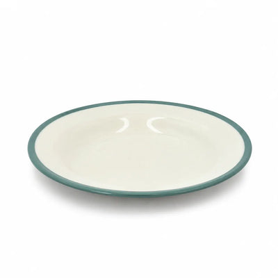 Elegant 17.8 cm melamine soup plate in green and cream, ideal for serving soups, curries, pasta, and everyday meals at Siddiq Gifts.