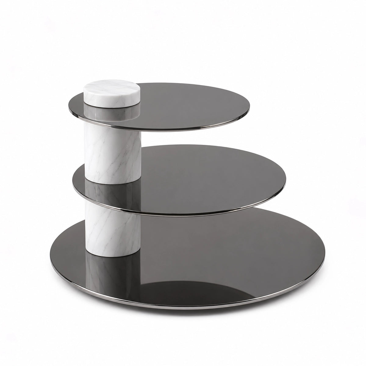 Modern 3-Tier Cake Stand 25 CM Marble Base with Black Display Trays Siddiq Gifts