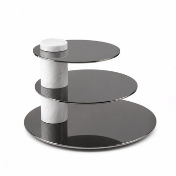 Modern 3-Tier Cake Stand 25 CM Marble Base with Black Display Trays Siddiq Gifts