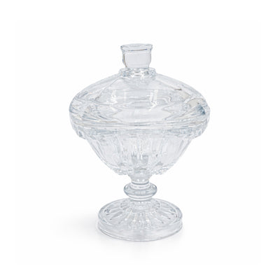MS1202ZLF Glass Sugar Bowl With Stand Clear Glass Lid Base From Siddiq Gift Shop