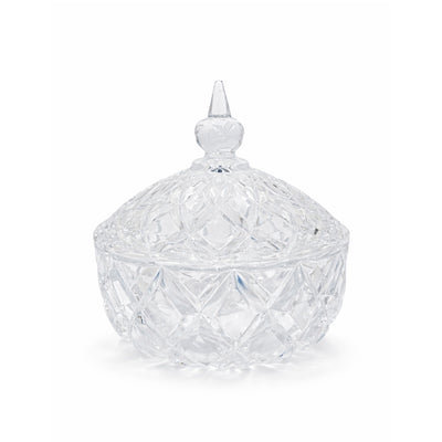 MS3002B Glass Sugar Bowl Clear With Lid Cut Crystal Design From Siddiq Gift Shop
