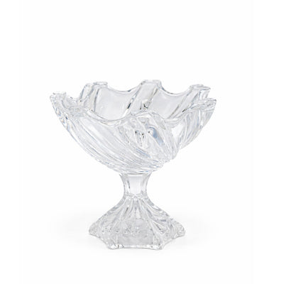 MS8001F Glass Fruit Bowl Clear Decorative Pedestal Wavy Design From Siddiq Gift Shop