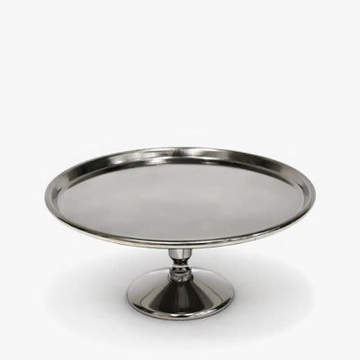 MT-118-LB round metal cake stand with pedestal base 20cm diameter in silver finish for cake and dessert display – Siddiq Gifts Mussafah Abu Dhabi