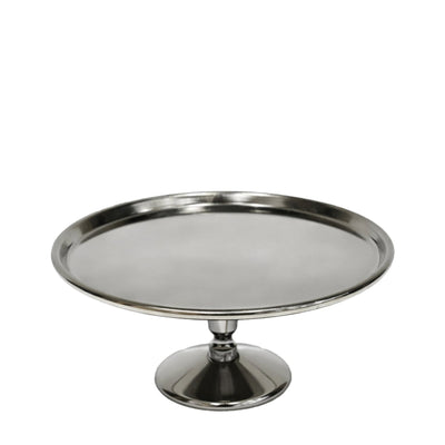 MT-118-LN round metal cake stand with pedestal base 20cm diameter in silver finish for cake and dessert display – Siddiq Gifts Mussafah Abu Dhabi