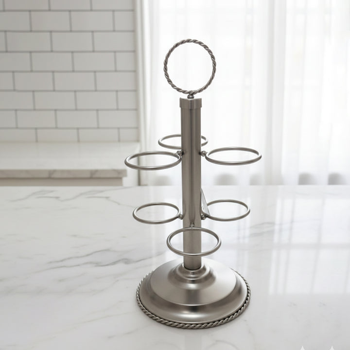 MT-97MN Stainless Steel Cawa Cup Holder – Matte Nickel – 6-Cup Stand – Siddiq Gifts Mussafah Abu Dhabi