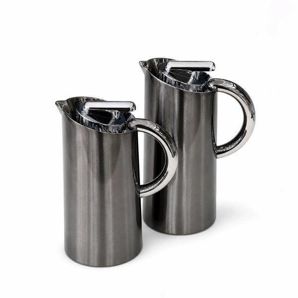 Najib Vacuum Flask Set 2 Pieces 0.7L and 1.0L Jet Black Silver Siddiq Gifts