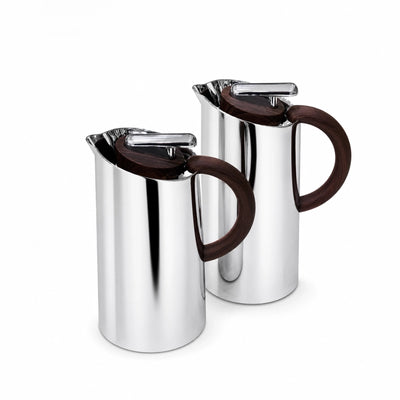 Najib Vacuum Flask Set 2 Pieces 0.7L and 1.0L Silver with Wooden Handle Siddiq Gifts