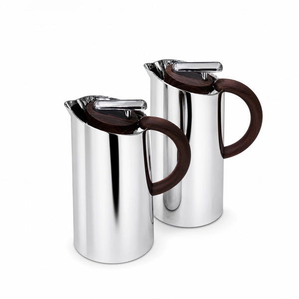 Najib Vacuum Flask Set 2 Pieces 0.7L and 1.0L Silver with Wooden Handle Siddiq Gifts