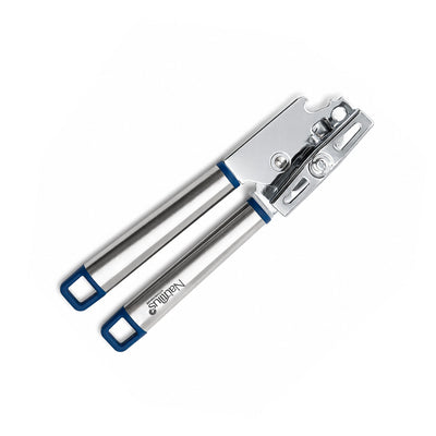 Nautilus Stainless Steel Can Opener Heavy-Duty Manual Tin Opener Silver & Blue Siddiq Gifts