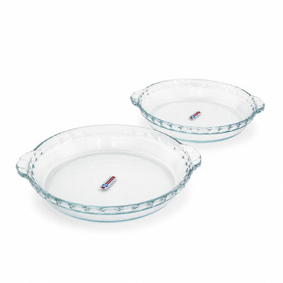 Nazanin Round Baking Dish Set 2 Pieces 1150cc Clear Glass Oven Safe Baking Dish by Siddiq Gifts