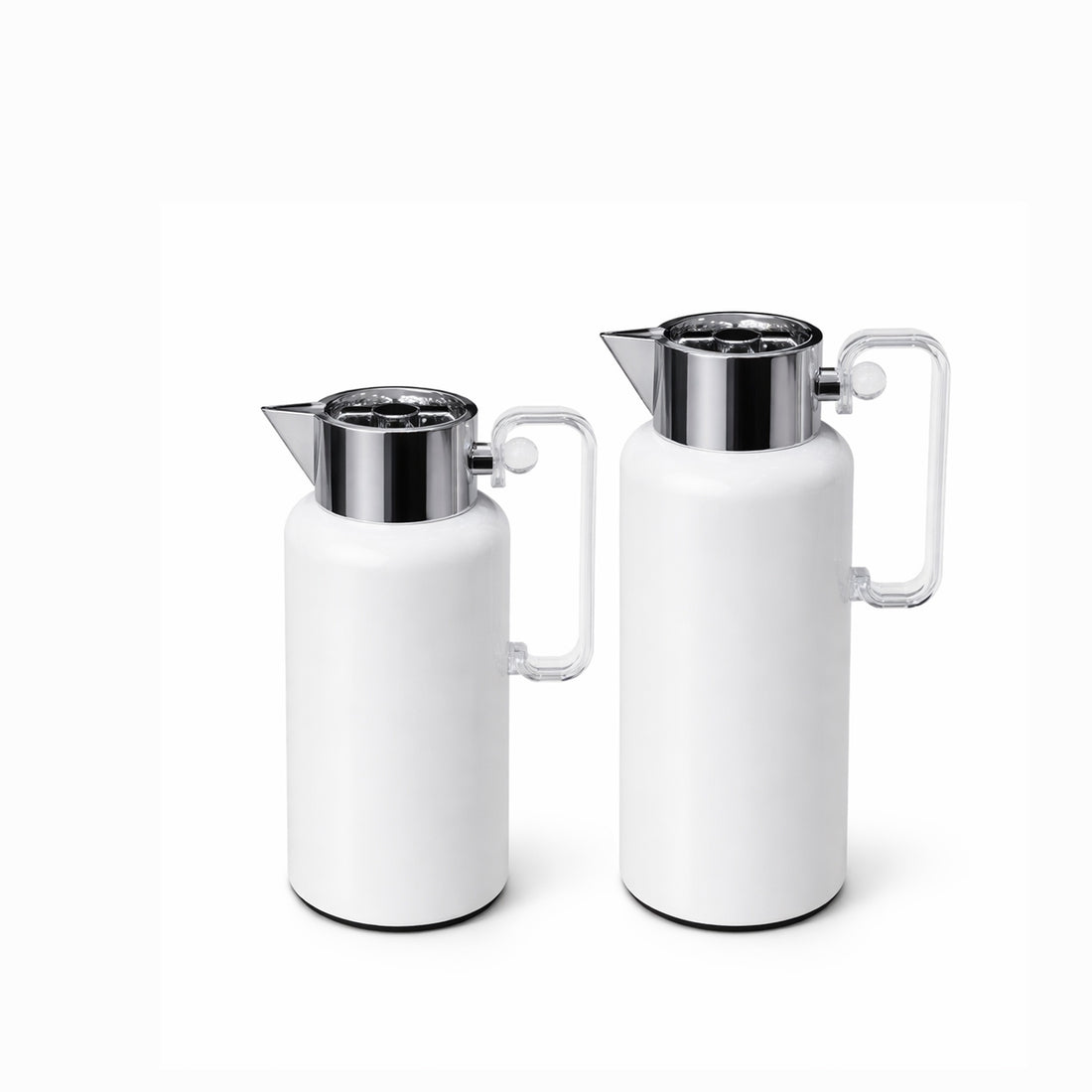 NB6001A Vacuum Flask Set – 2 Pieces (0.8 L & 1.0 L) – White Body with Chrome Top