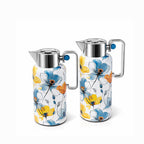 NB6002A Vacuum Flask Set – 2 Pieces (0.8L & 1.0L) – Floral Print Body with Chrome Top and Handle