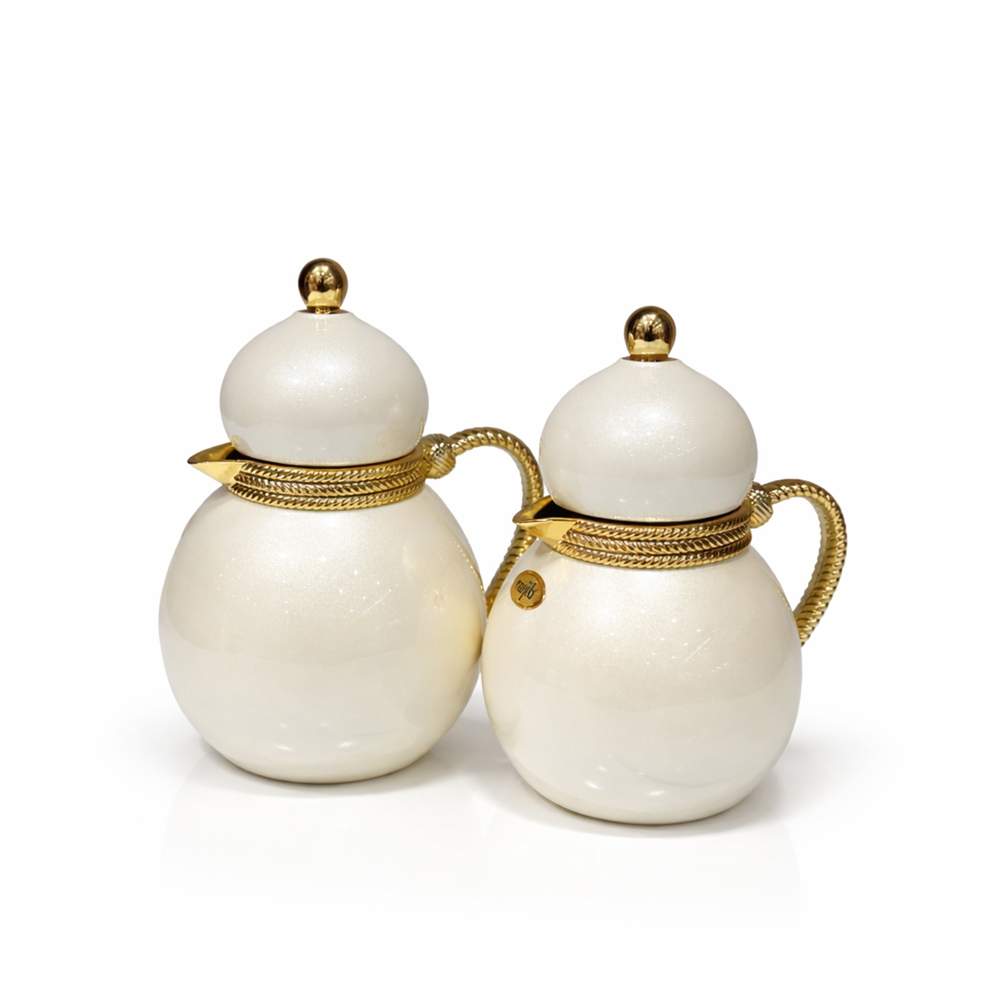 NB6110-A Vacuum Flask 2-Piece Set – 0.5L & 0.7L Pearl White with Gold Accents | Siddiq Gifts Mussafah Abu Dhabi