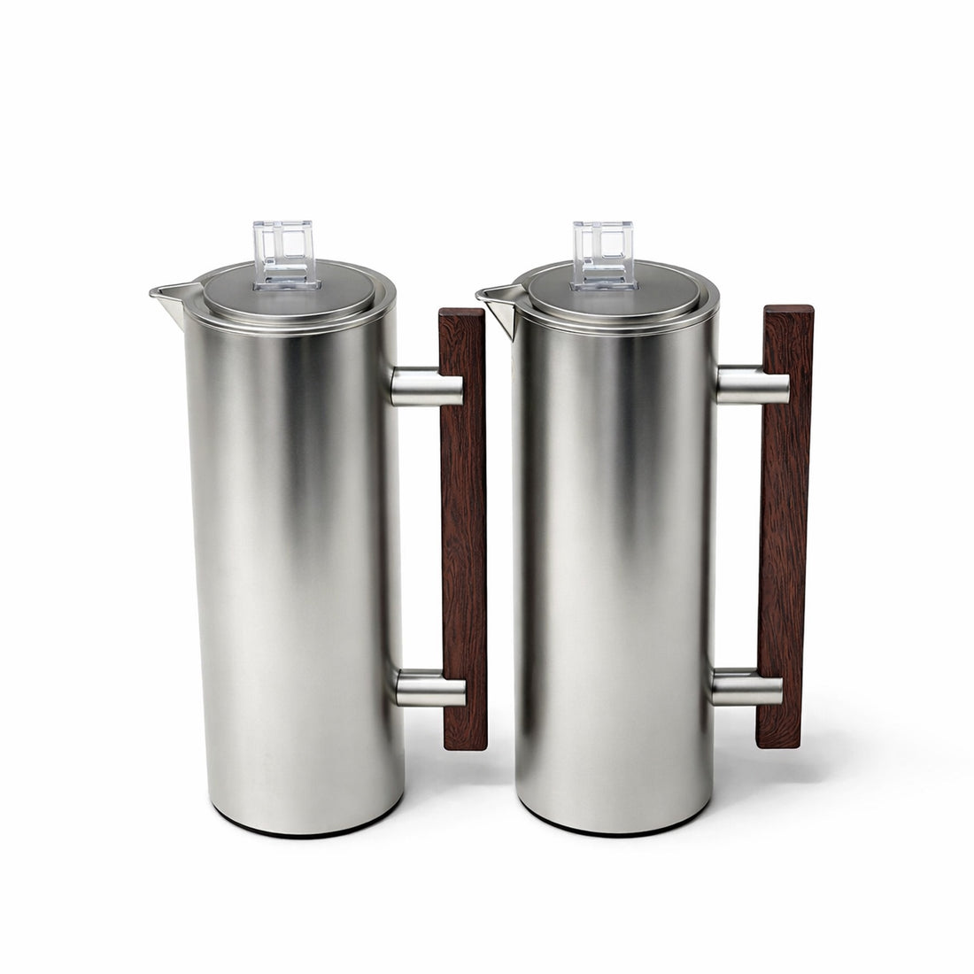 NB6290E Vacuum Flask 2-Piece Set (0.7 L + 1.0 L) – Matt Nickel Finish with Wooden Handle