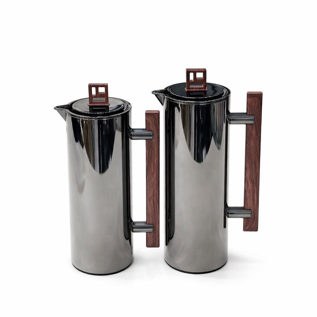 NB6290F Vacuum Flask 2-Piece Set (0.7 L + 1.0 L) – Black Nickel Finish with Wooden Handle