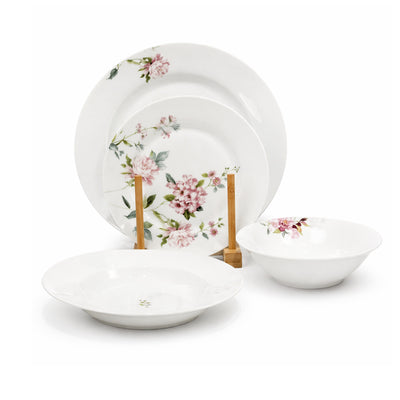NBC Round Dinner Set 24 Pieces Elegant Pink Floral Design Stylish Tableware Set For Dining And Serving By Siddiq Gifts