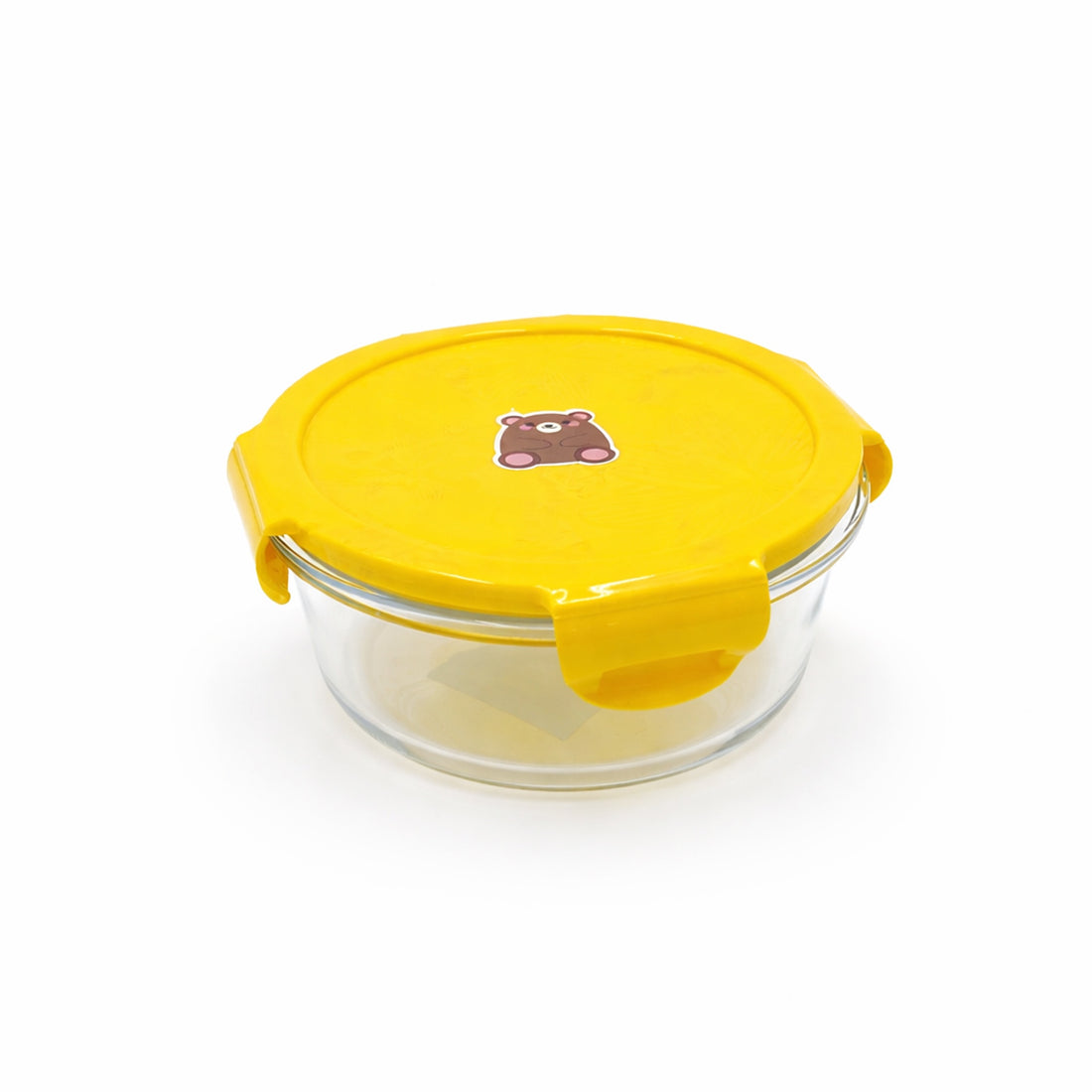 صندوق تخزين زجاجي NE-31683-P – سعة 640 مل – زجاج شفاف مع غطاء قفل أصفر