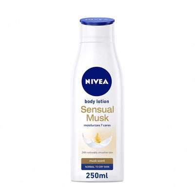 NIVEA Sensual Musk Body Lotion In A 250 Ml Bottle For Normal To Dry Skin, Designed To Moisturize And Soften The Skin While Leaving A Warm Musk Fragrance At Siddiq Gifts.