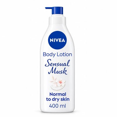 NIVEA Sensual Musk Body Lotion In A 400 Ml Bottle For Normal To Dry Skin, Designed To Moisturize And Soften The Skin While Leaving A Warm Musk Fragrance At Siddiq Gifts.