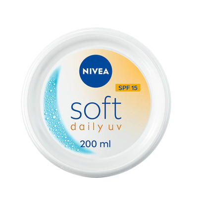 NIVEA Soft Daily UV Moisturizing Cream SPF 15 200ML Lightweight Face Body and Hand Cream Siddiq Gifts