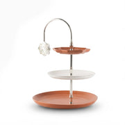 Otantik Octara 3-Tier Serving Stand Matte Red Brown with Silver Siddiq Gifts