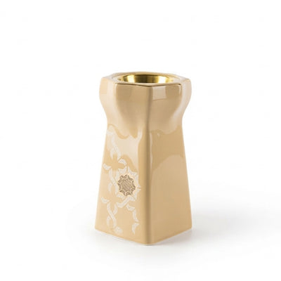 Otantik Octara Porcelain Incense Burner Ivory with Gold Siddiq Gifts