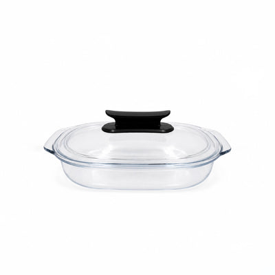 Oval Glass Casserole with Lid 3.0 Liter Clear Borosilicate Glass Bakeware for Baking Roasting Serving Reheating and Food Storage by Siddiq Gifts