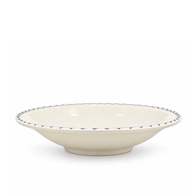 Elegant P-B Col Ceramic Round Deep Serving Platter In White And Blue Measuring 33 Cm With A Distinctive Kelibia Fish Design, Ideal For Serving Rice, Seafood, Salads, Main Courses, And Shared Dishes At Siddiq Gifts.