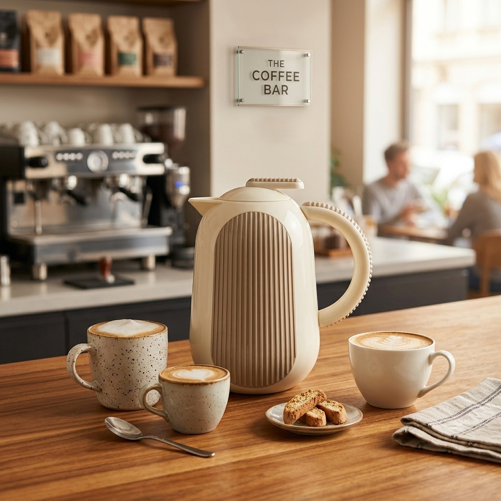 Parati Vacuum Flask 0.5L Ribbed Design Ivory Beige | Siddiq Gifts