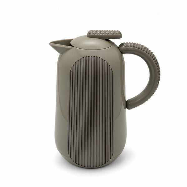 Parati Vacuum Flask 1L Ribbed Modern Design Beige and Grey Thermal Flask for Hot and Cold Drinks by Siddiq Gifts