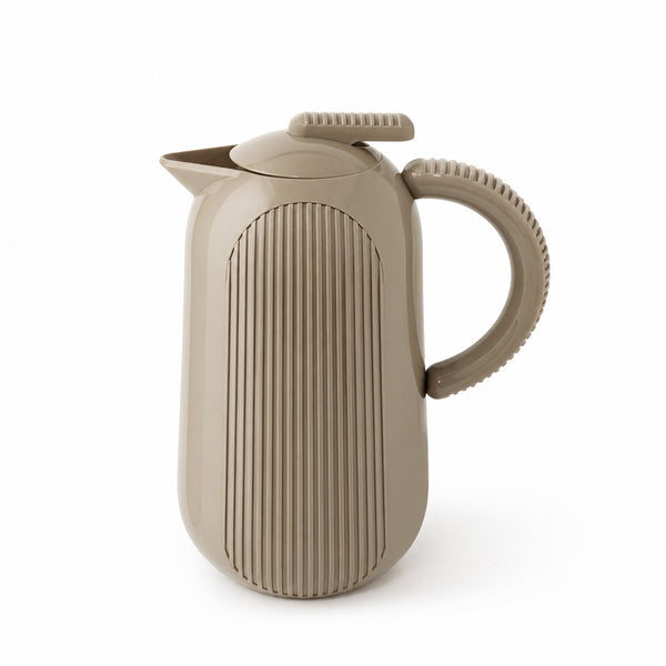 Parati Vacuum Flask 1L Ribbed Modern Design Beige Thermal Flask for Hot and Cold Drinks by Siddiq Gifts