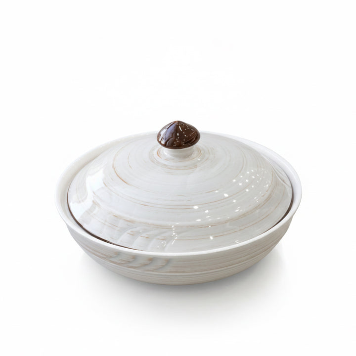 PD2228-KO-8 Halva Bowl with Lid – 8 Inch White Marble Finish Ceramic Serving Bowl – Siddiq Gifts Mussafah Abu Dhabi