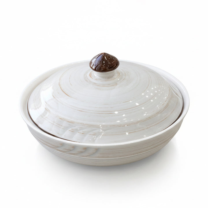PD2228-KO-9 Halva Bowl with Lid – 9 Inch White Marble Finish Ceramic Serving Bowl – Siddiq Gifts Mussafah Abu Dhabi