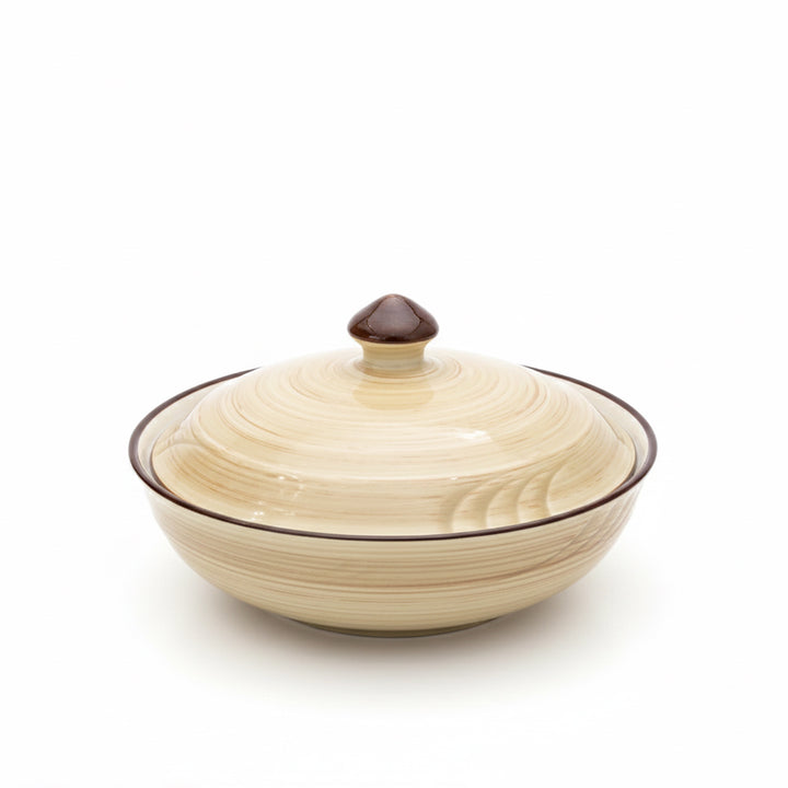PD2228-KQ-8 Halva Bowl with Lid – 8 Inch Beige Marble Finish Ceramic Serving Bowl – Siddiq Gifts Mussafah Abu Dhabi