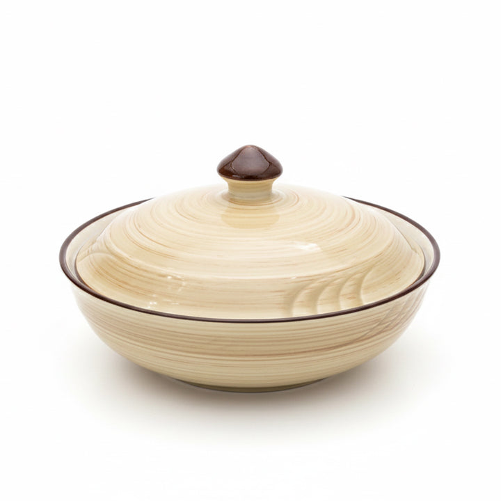 PD2228-KQ-9 Halva Bowl with Lid – 9 Inch Beige Marble Finish Ceramic Serving Bowl – Siddiq Gifts Mussafah Abu Dhabi