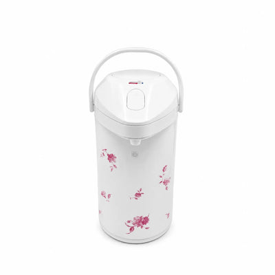 Peacock Air Pot Vacuum Flask 3L White with Floral Design by Siddiq Gifts