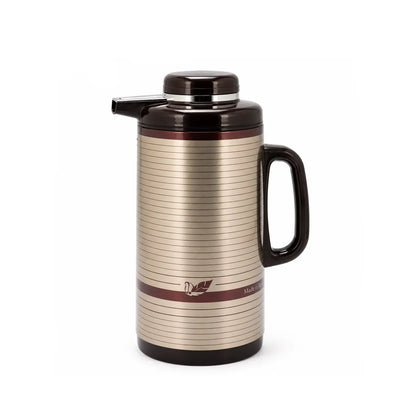 Peacock Vacuum Flask 1.6L Stainless Steel Striped Design Brown by Siddiq Gifts