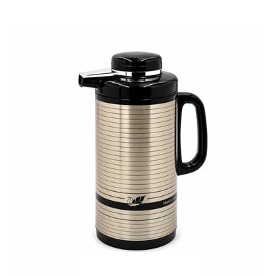 Peacock CIW-160/SSM 501 Vacuum Flask 1.6L Stainless Steel Striped Design Black Siddiq Gifts