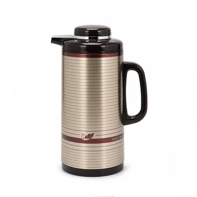 Peacock Vacuum Flask 1.9L Stainless Steel Striped Design Brown by Siddiq Gifts