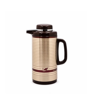 Peacock Vacuum Flask 1L Stainless Steel Striped Design Brown by Siddiq Gifts