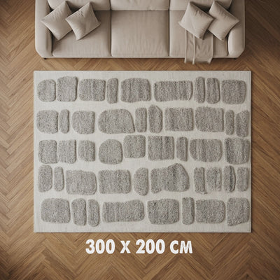 Petra Hand Tufted NZ Wool Carpet 200x300cm Grey And Cream By Siddiq Gifts