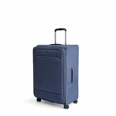 Pierre Cardin Trolley Bag Navy Soft Shell Luggage With TSA Lock And 360 Degree Spinner Wheels By Siddiq Gifts
