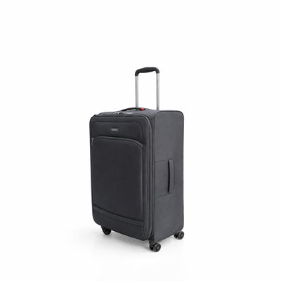 Pierre Cardin Trolley Case Black Soft Shell Luggage With TSA Lock And 360 Degree Spinner Wheels By Siddiq Gifts