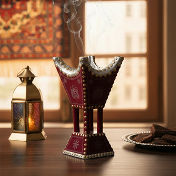PK3416 decorative bakhoor incense burner 12 inch red and gold traditional Arabic mabkhara – Siddiq Gifts Mussafah Abu Dhabi
