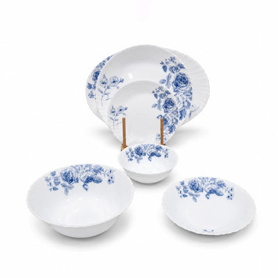 PL1037 Opal Dinner Set 26 Pieces White Blue Floral Porcelain Dinnerware Set Siddiq Gifts