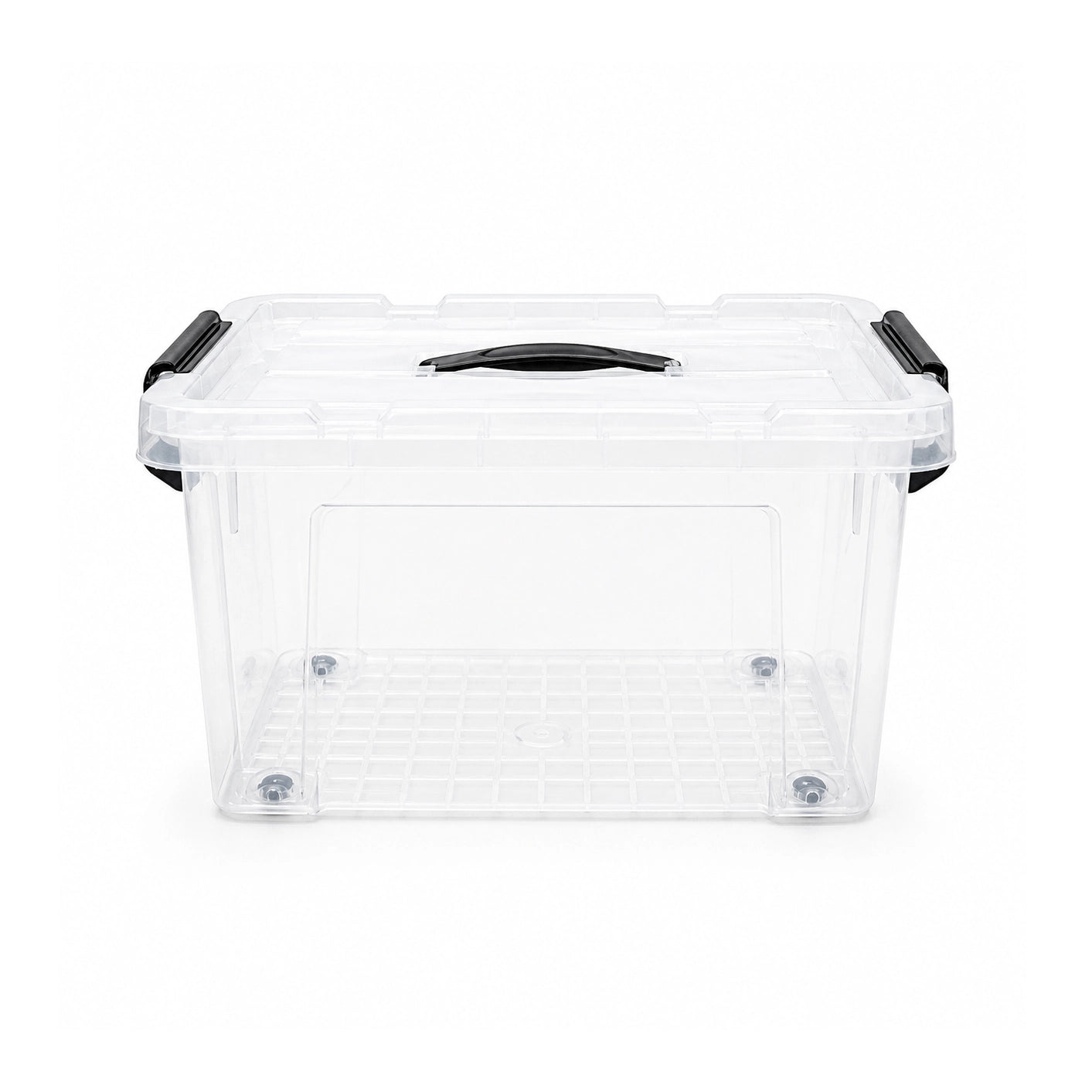 Plastic Storage Box 16L Transparent with Wheels Locking Lid Handles ...