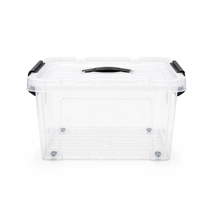 Amazon Box Transparent Plastic Storage Box 16L Transparent with Wheels Locking Lid Handles ...