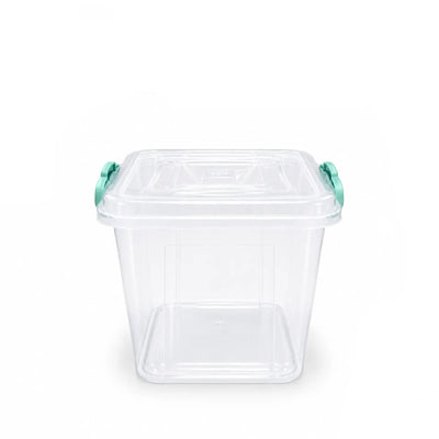 Poly Time Multibox Square Storage Box 14L Transparent Container with Locking Lid by Siddiq Gifts