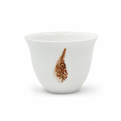 Porcelain Cawa Cup Set 12 Pieces 80cc Grain Panicle Design Siddiq Gifts